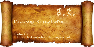 Bicskey Krisztofer névjegykártya